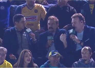 David Faitelson, Andrés Vaca y Ricardo La Volpe presumen transmisión desde la tribuna; así narraron el América ante Cruz Azul