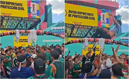 Mexicans create beer cup bridge at FIFA Fan Fest, launching people over it; video goes viral on social media