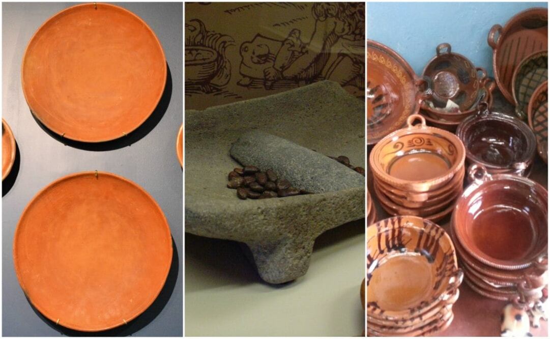 Antes de la llegada de los españoles, los utensilios de cocina estaban hechos con barro o piedra. (Fotos: Wikimedia Commons)