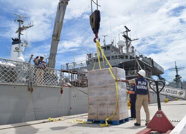 Buque “Zapoteco” llega a BCS con ayuda para afectados por "Lidia"