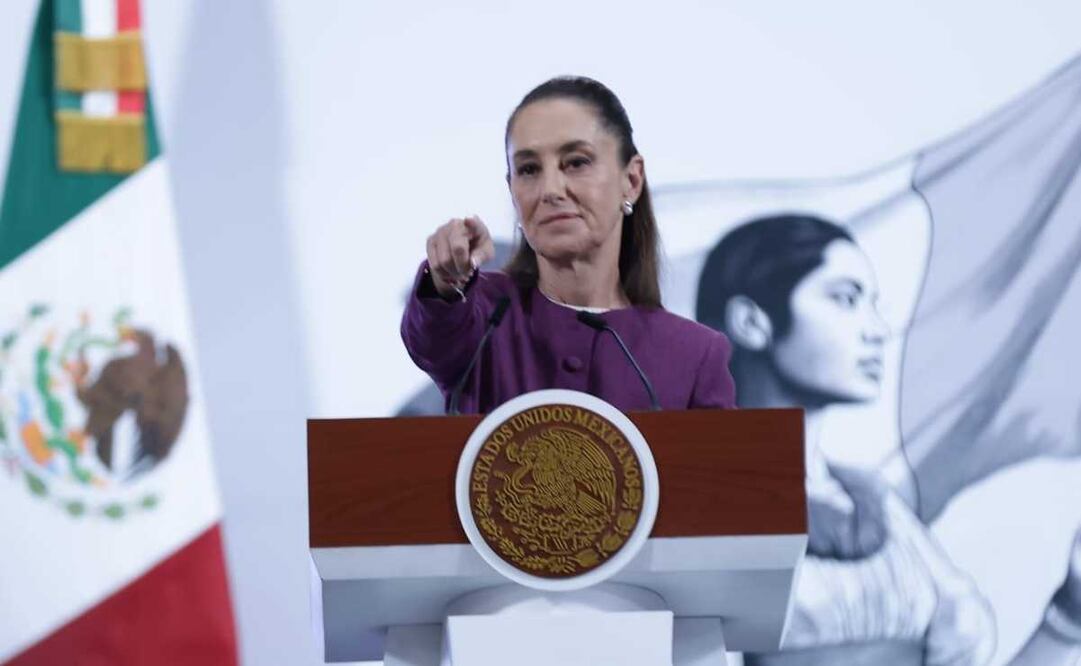 Claudia Sheinbaum, presidenta de México, durante la mañanera del 28 de abril del 2025 en Palacio Nacional. Foto: Fernanda Rojas / EL UNIVERSAL
