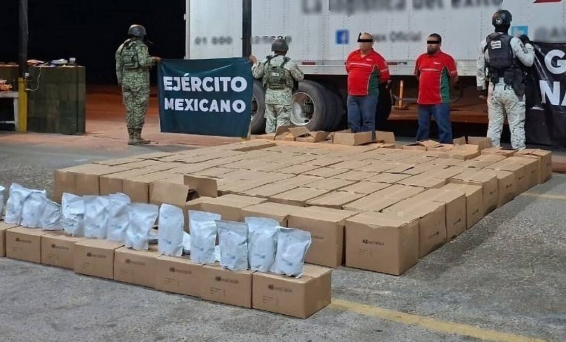Aseguran más de una tonelada de metanfetamina y fentanilo en Sonora (25/09/2025). Foto: Especial