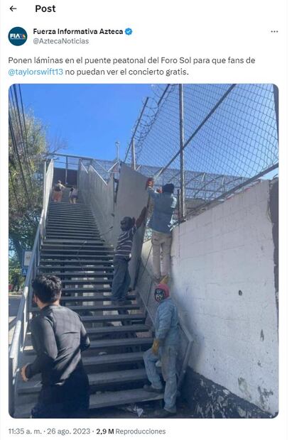 Reporte de bloqueo a fans de Taylor Swift. Foto: Fuerza Informativa Azteca / @AztecaNoticias