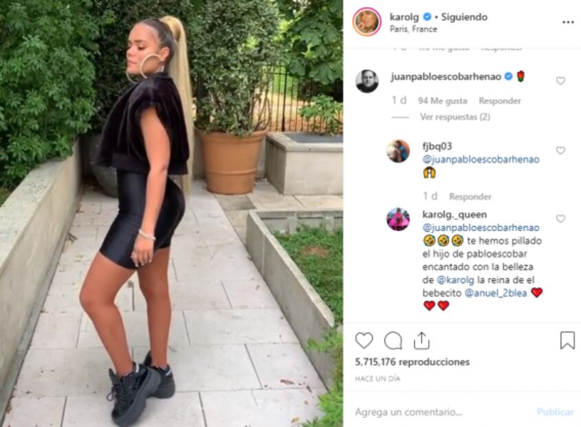 A Karol G la chulea el hijo del narcotraficante Pablo Escobar