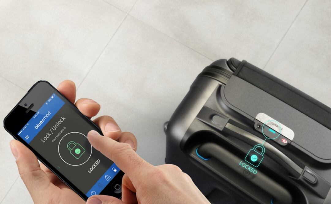 Bluesmart, la maleta inteligente cuenta con sensores que permiten su localización. (Foto: Cortesía Bluesmart)