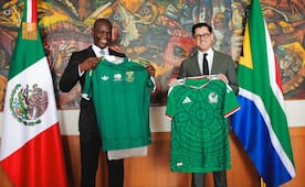 Canciller Velasco recibe a ministro de Sudáfrica previo al Mundial 2026; invita al mundo a presenciar el partido inicial