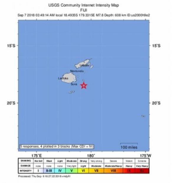 Reportan sismo de 7.8 grados en Suva, Fiyi