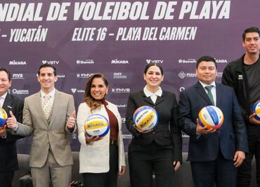 Mara Lezama y Rommel Pacheco anuncian Tour Mundial de Voleibol; será en Playa Elite 16 en Playa del Carmen