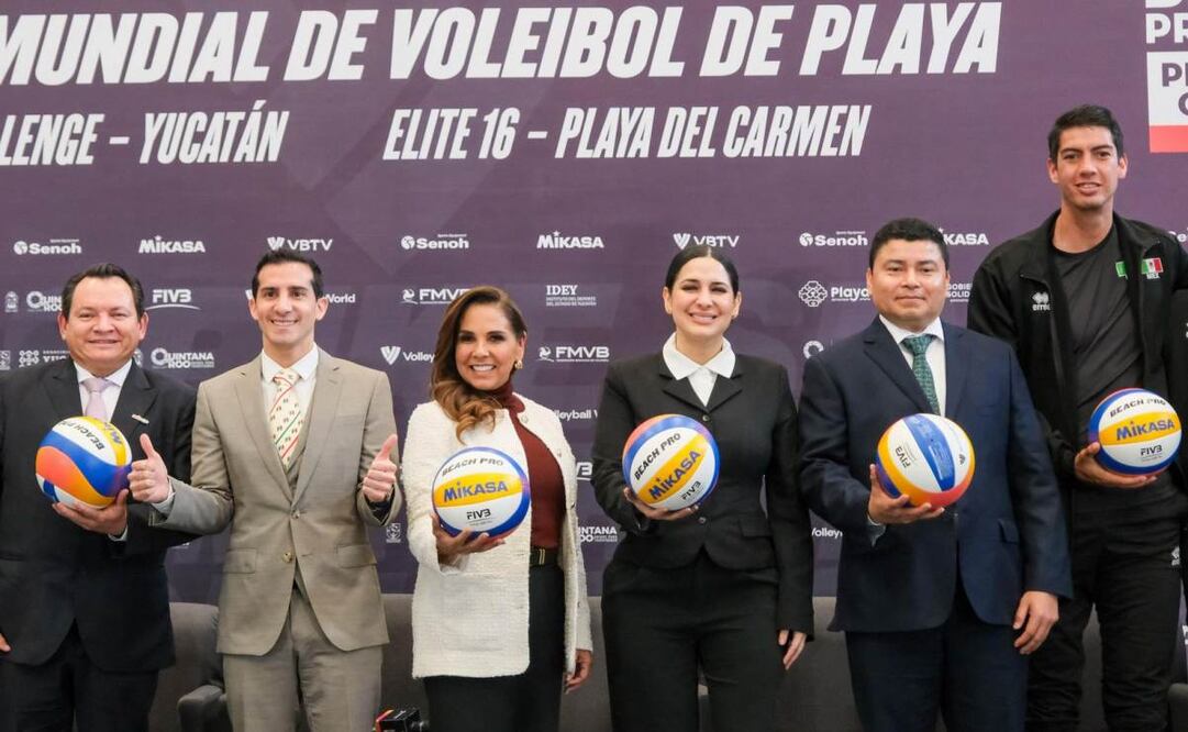 Rommel Pacheco y Mara Lezama anunciaron que Playa del Carmen será "escenario perfecto" para el Tour Mundial de Voleibol de Playa Elite 16. Foto: Especial