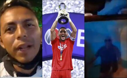 Aficionado de Cruz Azul festeja con la foto de su papá fallecido por Covid-19