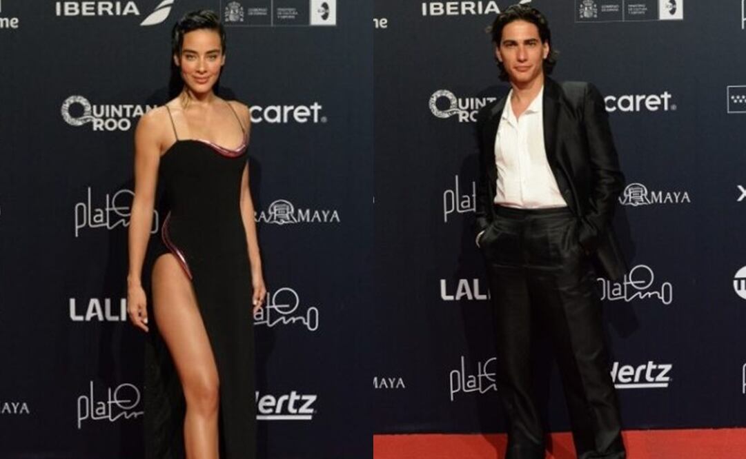 El actor uruguayo de "La sociedad de la nieve" y la actriz mexicana Esmeralda Pimentel, quien será presentadora esta noche. Fotos: Premios Platino.