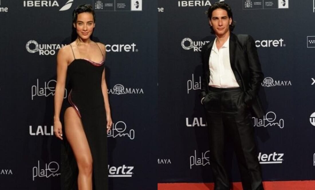 El actor uruguayo de "La sociedad de la nieve" y la actriz mexicana Esmeralda Pimentel, quien será presentadora esta noche. Fotos: Premios Platino.
