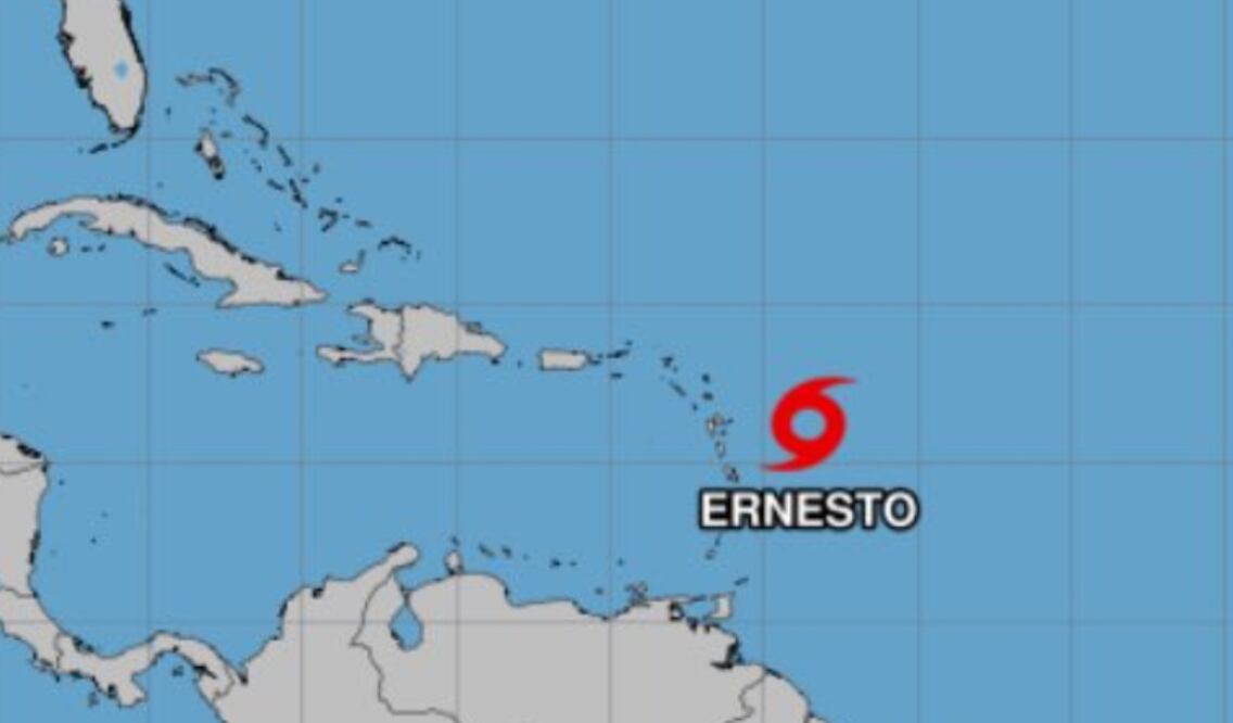 Tormenta Tropical Ernesto se formó el lunes en el océano Atlántico. Foto: Captura de pantalla
