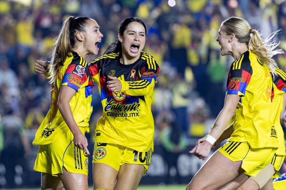 América Femenil en festejo de gol, durante la Final de Ida del Apertura 2025 ante Tigres - Foto: Hugo Salvador/EL UNIVERSAL