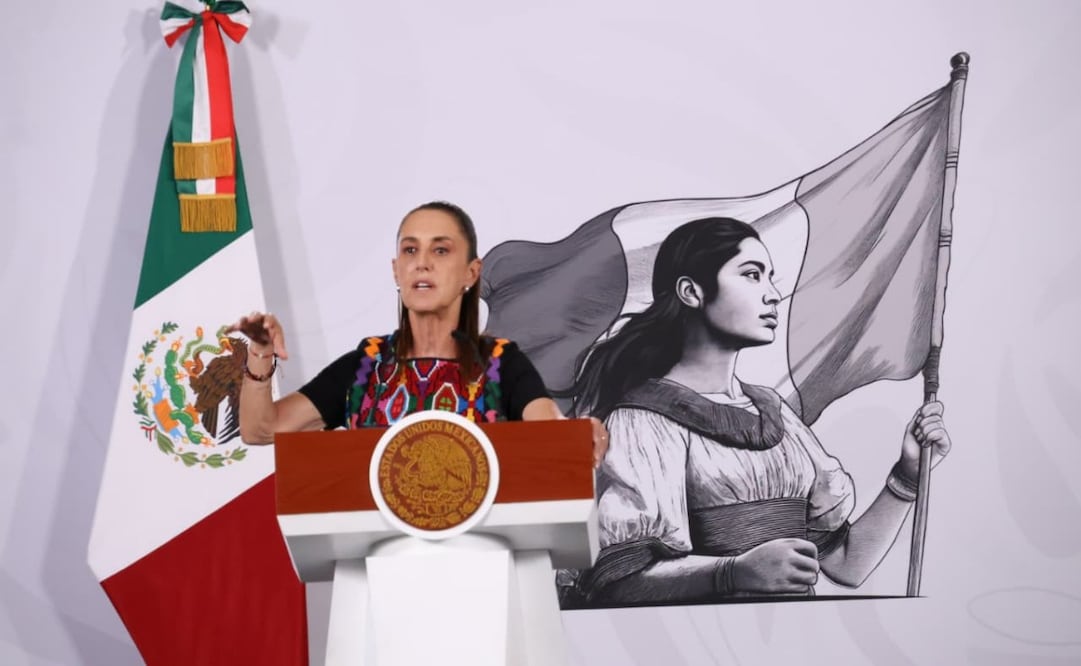 La presidenta Claudia Sheinbaum Pardo en la “Mañanera del Pueblo” de Palacio Nacional este 20 de mayo de 2026. Foto: Karla Guerrero/ EL UNIVERSAL