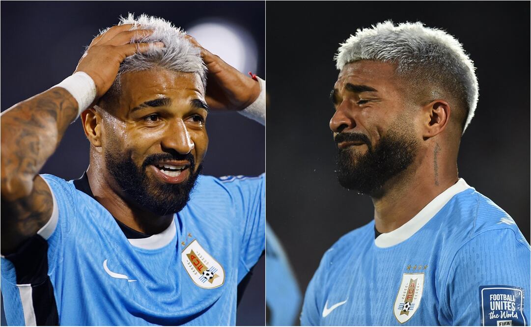 FOTO: Rodrigo Aguirre, atacante del América anota con la Selección de Uruguay ante Colombia - @FIFAWorldCup