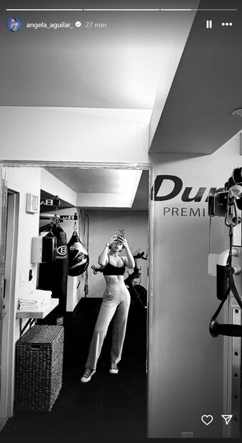 Ángela Aguilar muestra fotografía entrenando.
Foto: Instagram