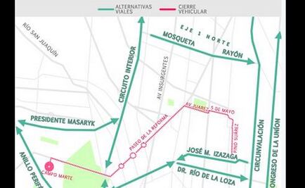 Mapa. Alternativas viales por desfile militar