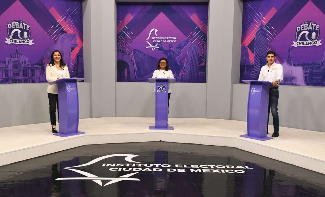 Debate chilango por candidatos Aleida Alavez, Karen Quiroga y Alex Pichardo a la alcaldía Iztapalapa. Foto: Especial