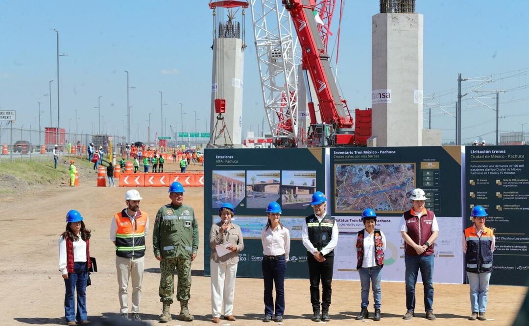Sheinbaum supervisa avance del Tren México–Pachuca en Edomex (24/10/2025). Foto: Presidencia