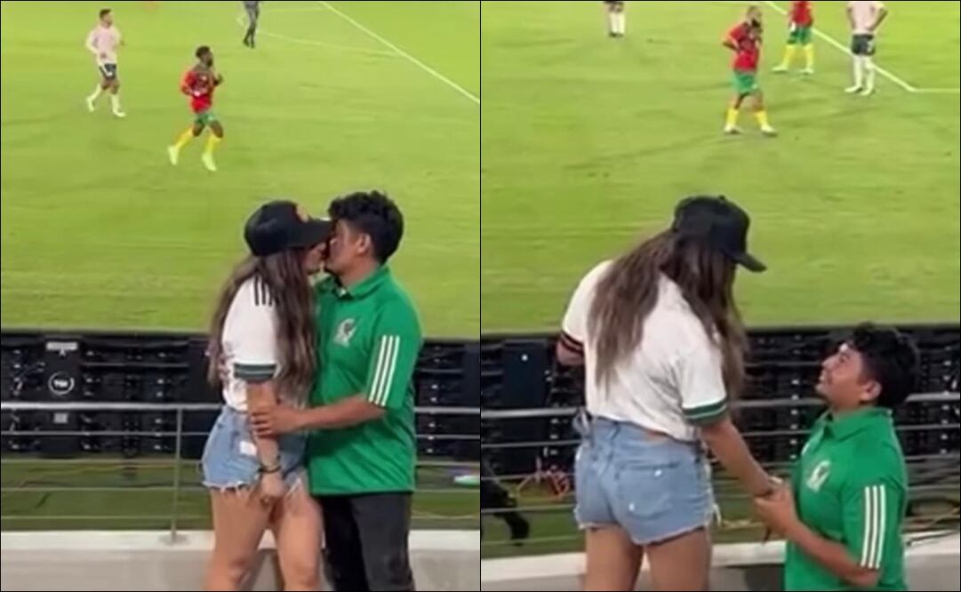 Aficionado de la Selección Mexicana le propone matrimonia a su pareja en el partido amistoso / FOTO: ESPECIAL