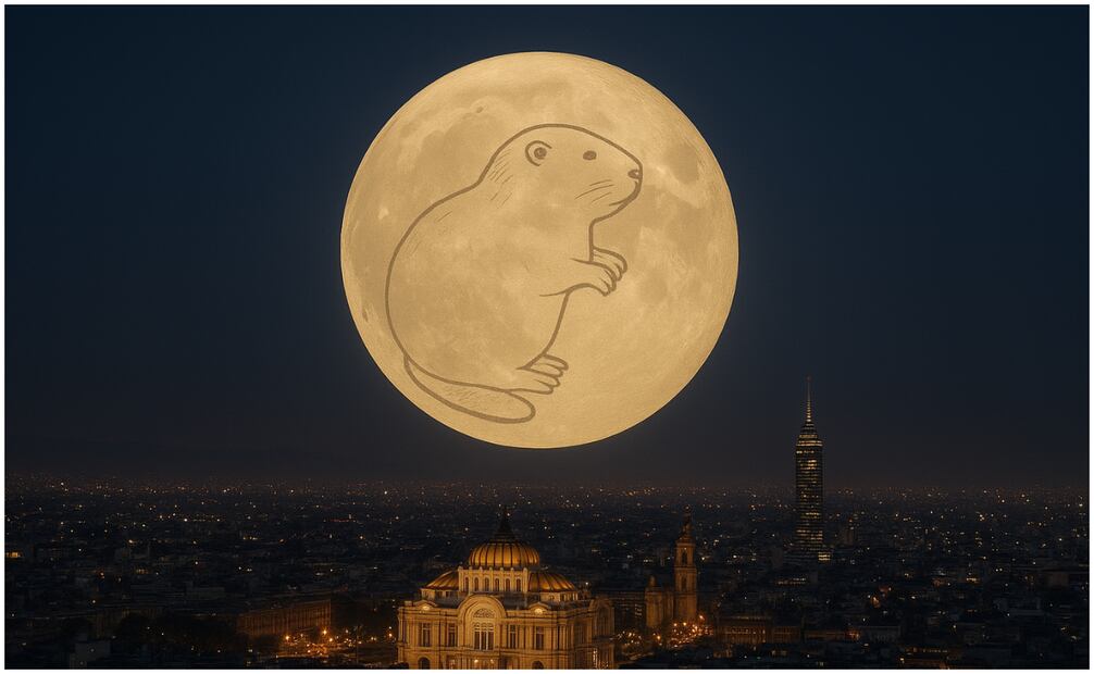 El nombre de la Luna del Castor tiene su origen en los pueblos nativos norteamericanos, pues la llegada de esta luna llena coincidía con el periodo de hibernación de estos roedores. Foto: Imagen generada con IA