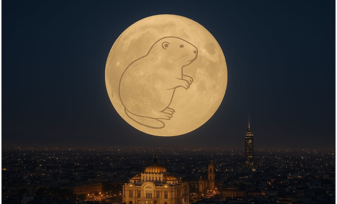 El nombre de la Luna del Castor tiene su origen en los pueblos nativos norteamericanos, pues la llegada de esta luna llena coincidía con el periodo de hibernación de estos roedores. Foto: Imagen generada con IA