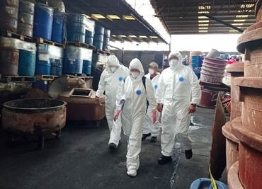 FGR inhabilita casi 4 toneladas y 8 mil litros de precursores químicos en Michoacán; metanfetamina y cocaína, entre las sustancias