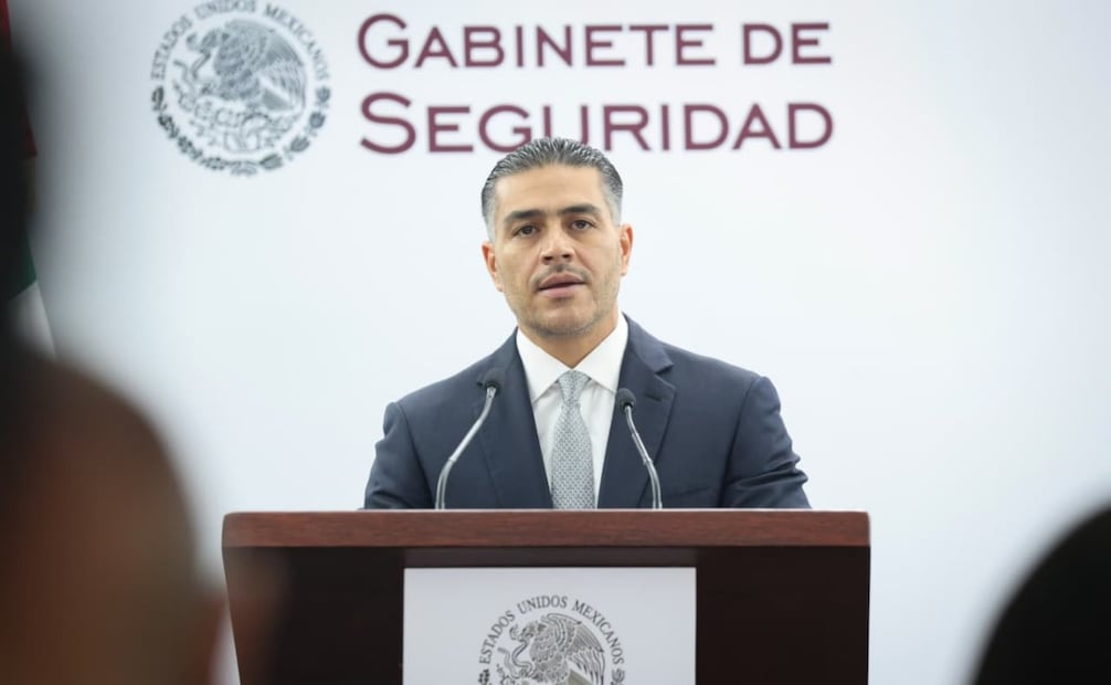 Omar García Harfuch, secretario de Seguridad y Protección Ciudadana, en conferencia de prensa este martes 28 de abril de 2026. Foto: Luis Camacho/ EL UNIVERSAL