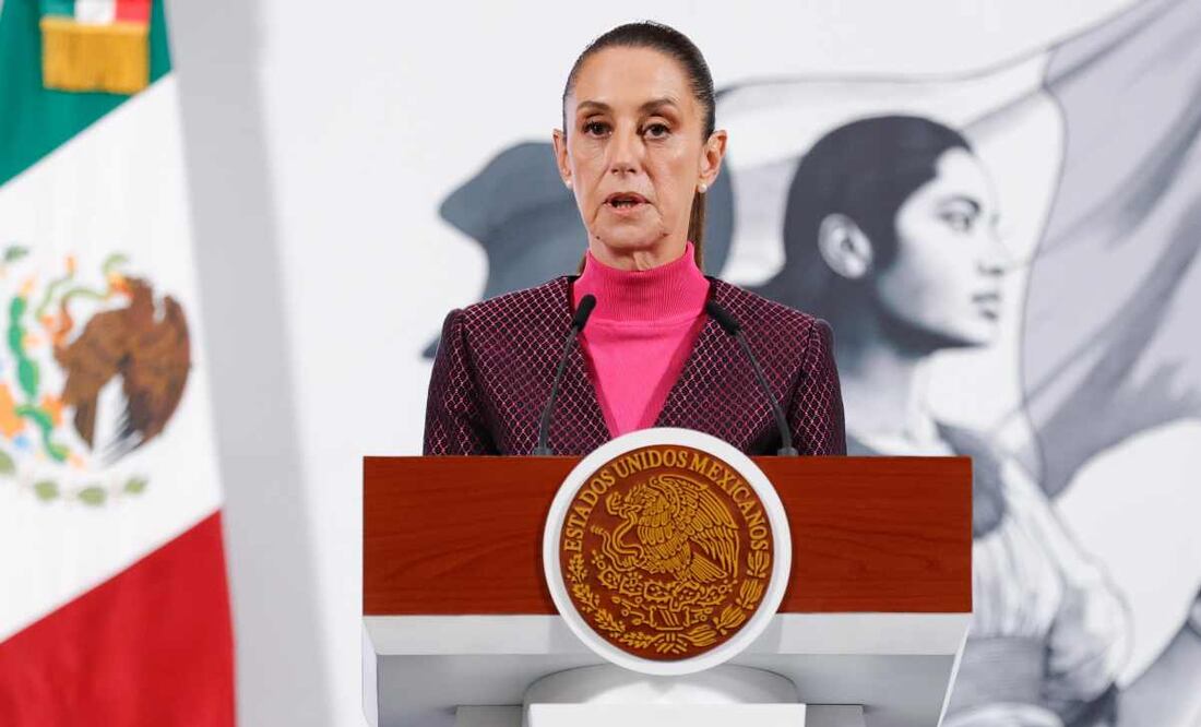 La presidenta Claudia Sheinbaum durante la mañanera de este 22 de julio del 2025. Foto: Diego Simón / EL UNIVERSAL.