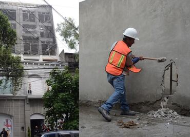 Realizan demolición de pisos excedentes en edificio de la calle Mérida, en la Roma