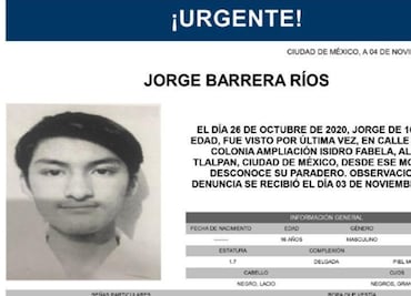 Alerta Amber por Jorge Barrera, estudiante de Prepa 5, también se activó en marzo