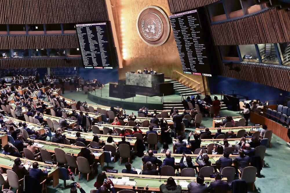 La Asamblea General de la ONU durante una votación. (AFP)