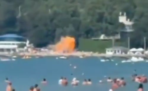 Downed drone crashes on Russian beach, killing seven including three children