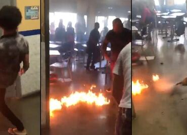 Captan a estudiante de 12 años prender fuego a su salón de clases; portaba un galón de gasolina