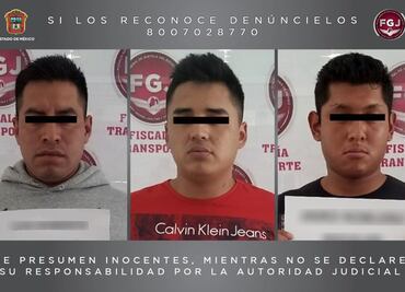 Detienen a tres presuntos asaltantes de transporte público en Edomex