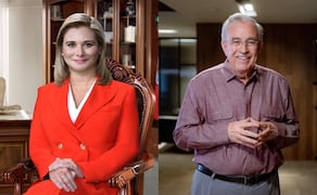 La gobernadora de Chihuahua, Maru Campos, y el gobernador con licencia de Sinaloa, Rubén Rocha Moya. Fotos: Facebook @MaruCamposG y @RochaMoyaR