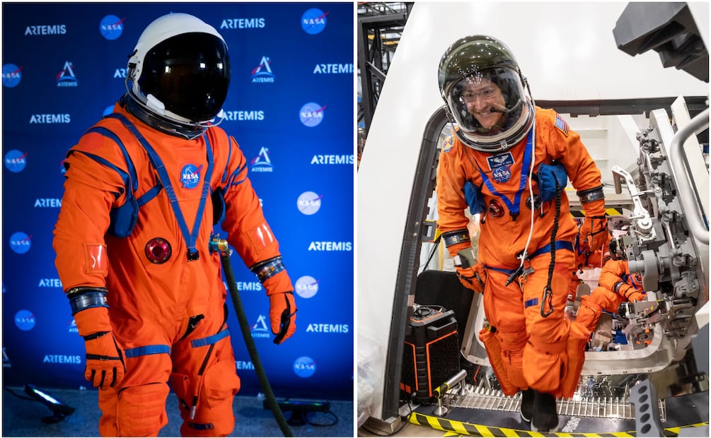 Así son los trajes que usarán en la misión espacial Artemis II de la NASA. Foto: Mark Sowa / NASA