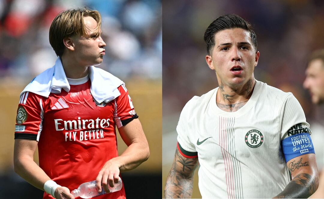 Andreas Schjelderup, delantero de Benfica y Enzo Fernández, centrocampista de Chelsea, en la Fase de Grupos del Mundial de Clubes - Fotos: AFP