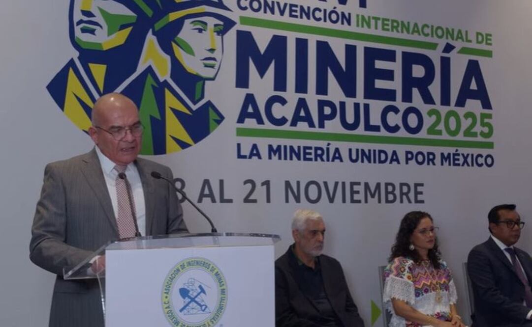El presidente de la AIMMGM, Ing. Rubén Del Pozo durante la presentación de la XXXVI Convención Internacional de Minería. Foto: X @AIMMGM_Nacional