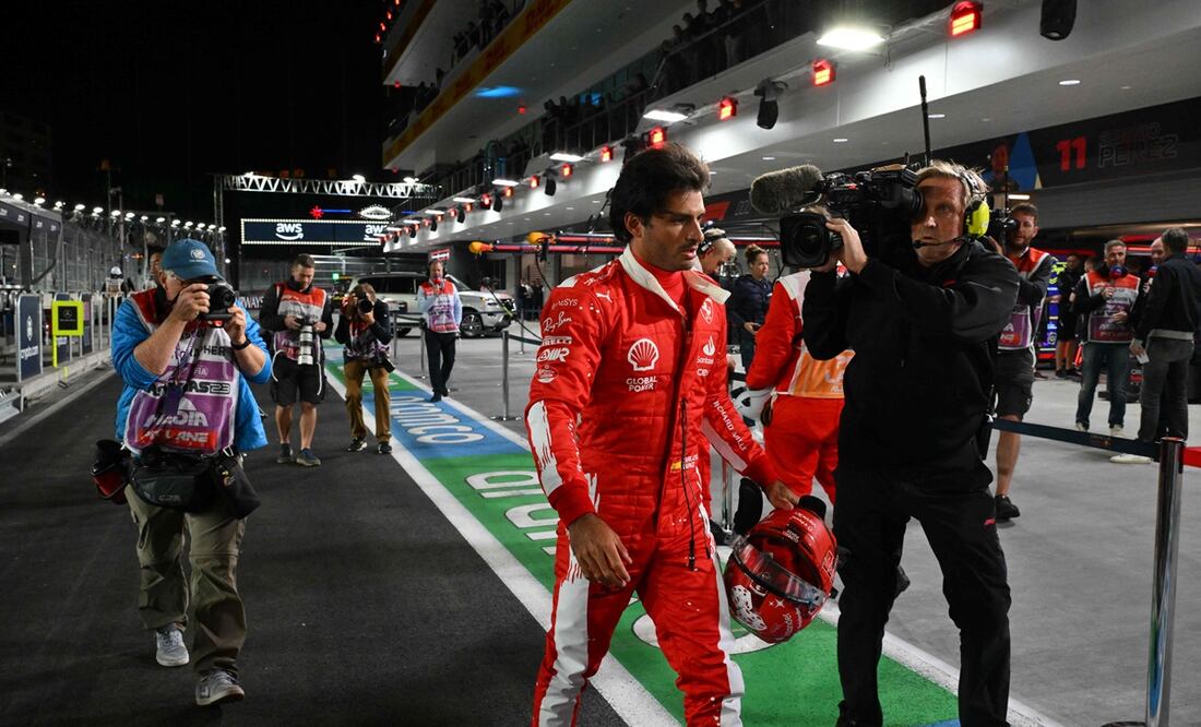 Carlos Sainz durante la primer práctica libre del Gran Premio de Las Vegas - Foto: AFP