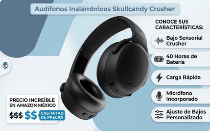 Amazon México pone los audífonos inalámbricos Skullcandy Crusher a casi mitad de precio; conoce sus características
