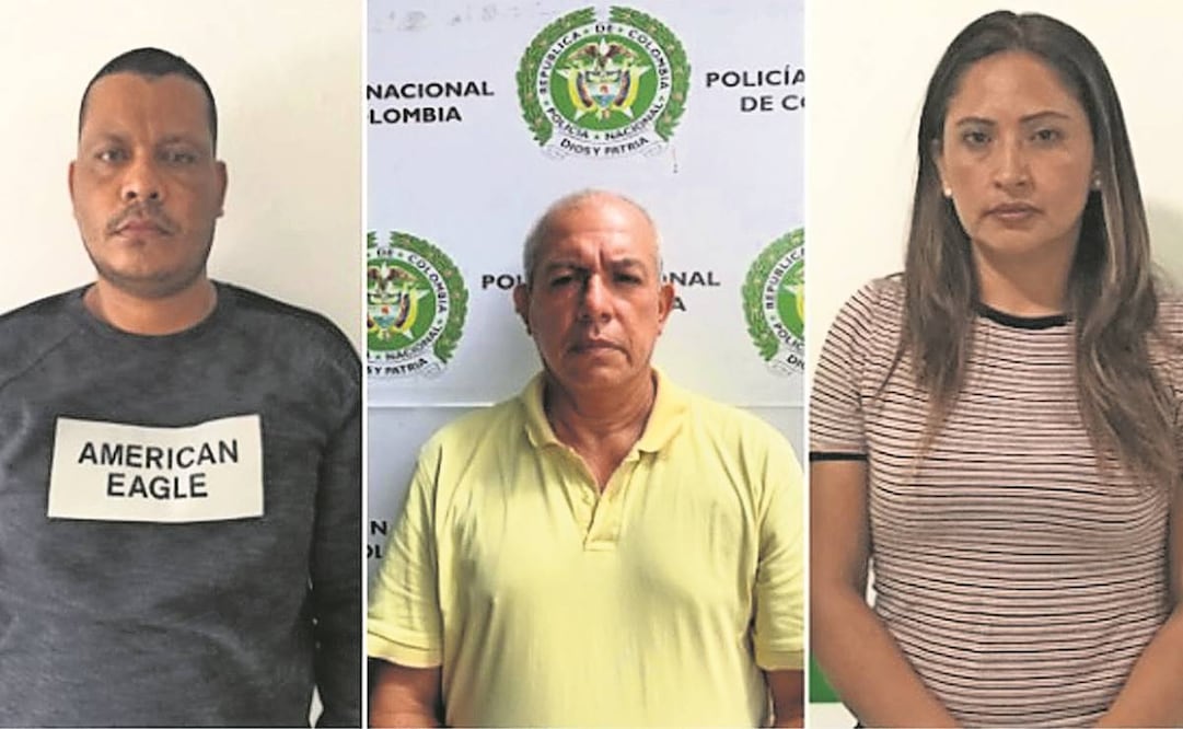 Álvaro Uriel Castro Gómez, alias Machete, y su hermano Robin Alirio Castro Gómez, alias Gordo, fueron capturados junto con la colombiana Ana Carolina Chaparro. Foto: Policía de Dijín.