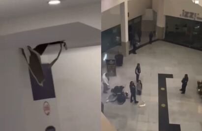 Mujer cae de una altura de 15 metros al vencerse plafón de plaza comercial en Pachuca: VIDEO