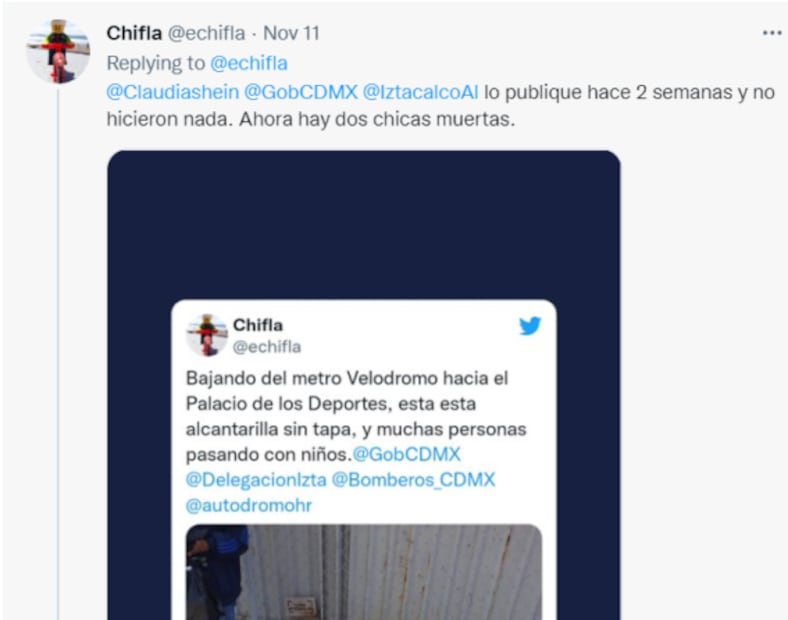 "Lo publiqué y no hicieron nada": coladera donde murieron hermanas ya la habían reportado semanas antes de la tragedia