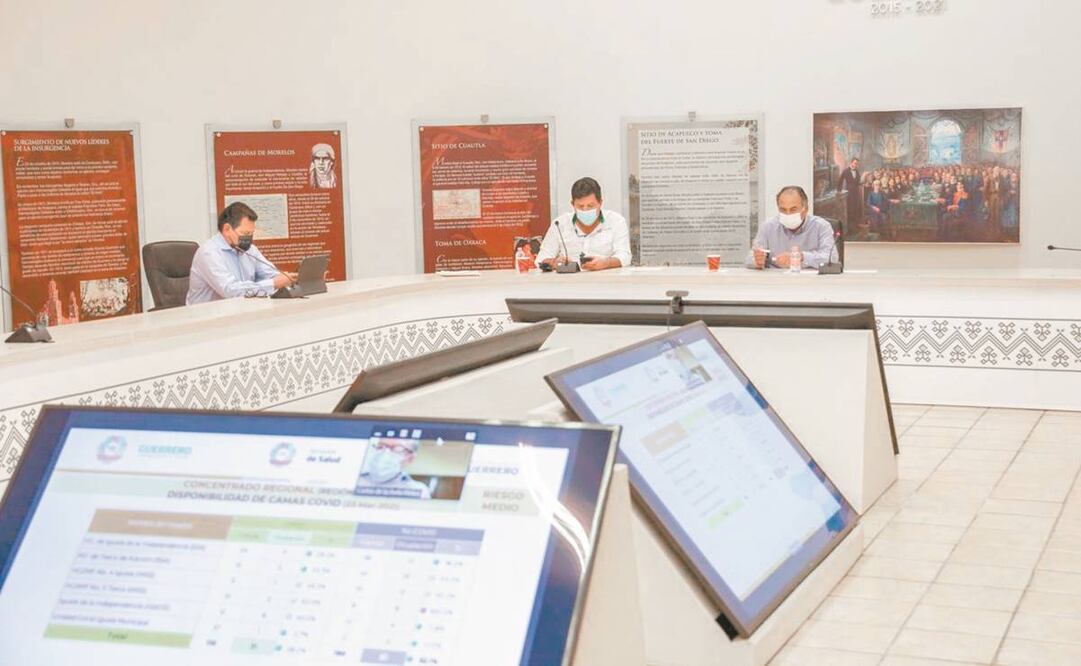 El gobernador de Guerrero, Héctor Astudillo, encabezó una reunión virtual con las autoridades para diseñar el plan para las vacaciones. Foto: Especial.