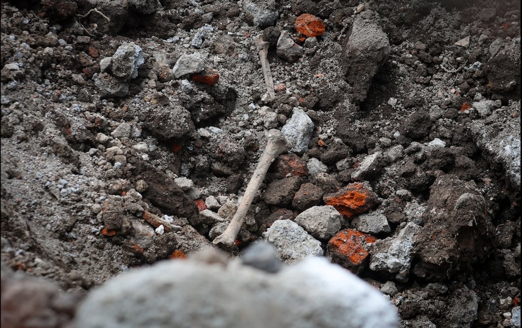 Trabajadores encuentran restos óseos en una construcción de Paseo de la Reforma #159, entre calles Moctezuma y Galeana, alcaldía Cuauhtémoc, el 10 de julio de 2025. Foto: Luis Camacho/EL UNIVERSAL