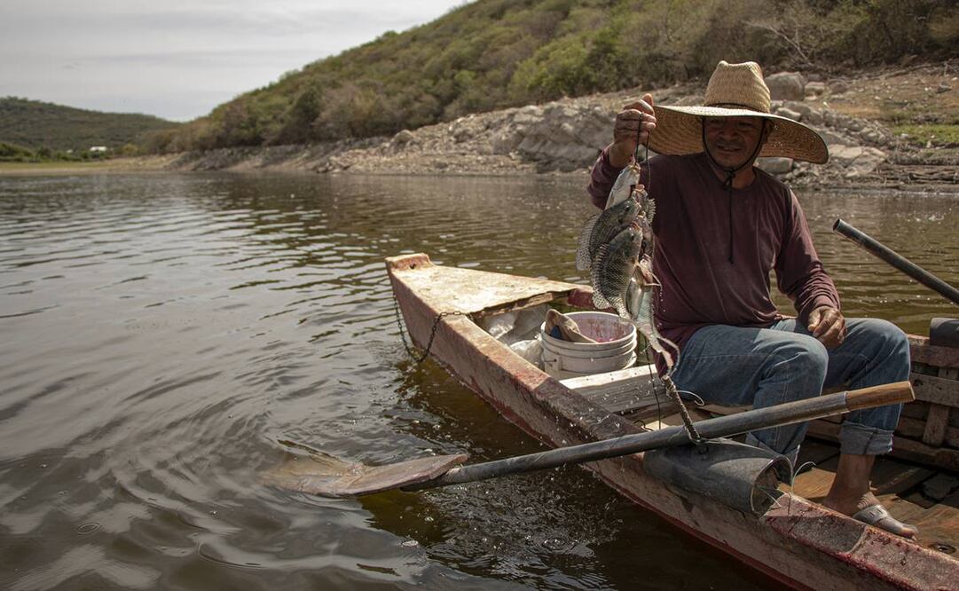 Entre los pescadores hay preocupación y piden apoyo. Simón Camacho se la pasó toda la mañana en su bote y sólo sacó seis peces. Foto: Juana García/ EL UNIVERSAL
