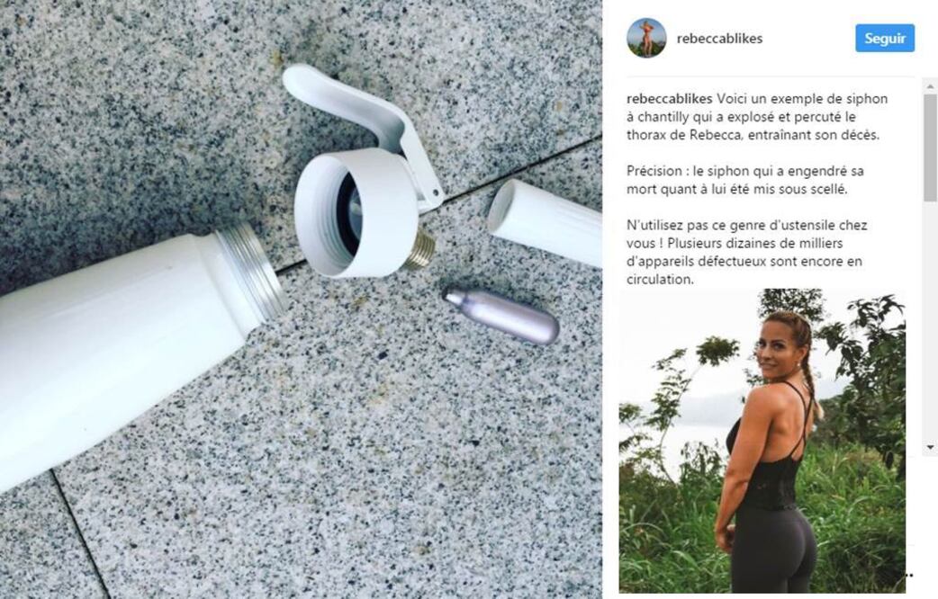 Muere bloguera fitness al explotar lata de crema batida