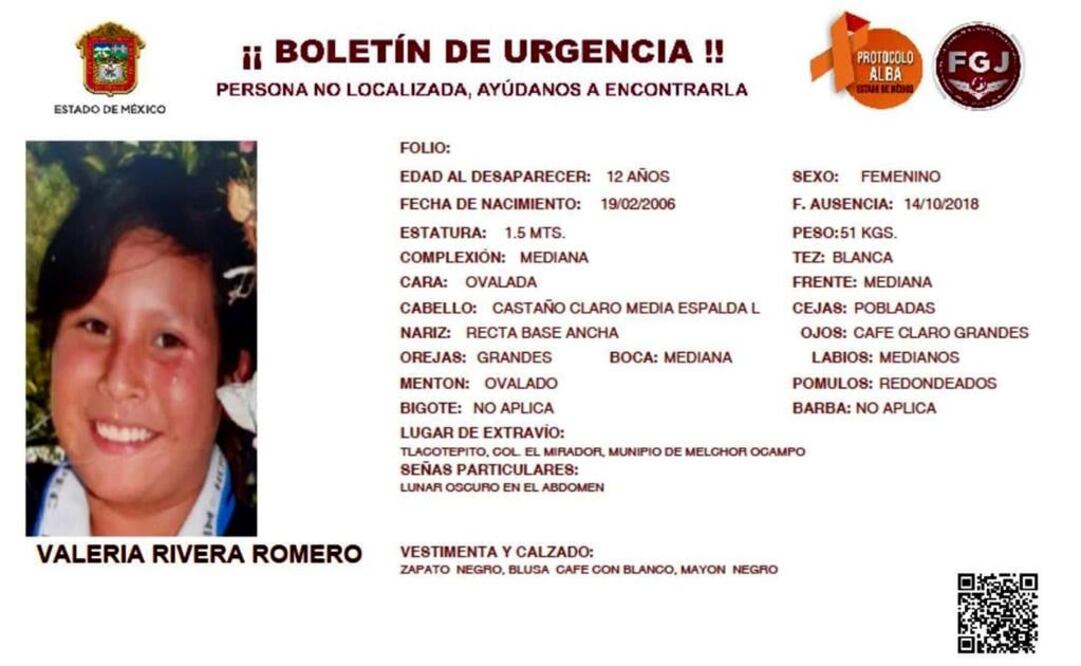 Valeria, niña asesinada en Melchor Ocampo, en la imagen.